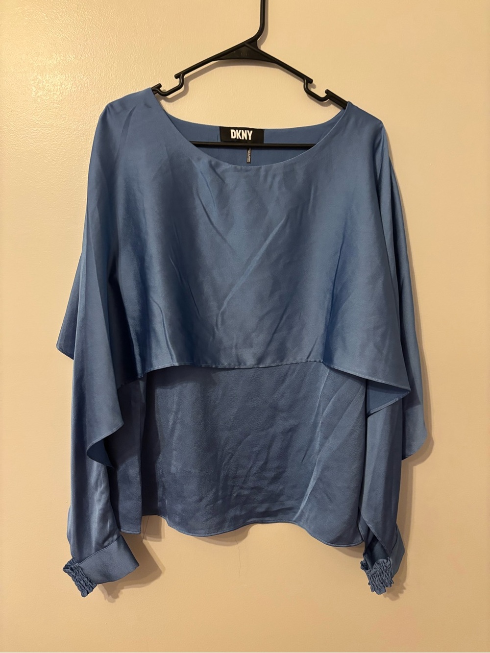 DKNY satin cape top blue